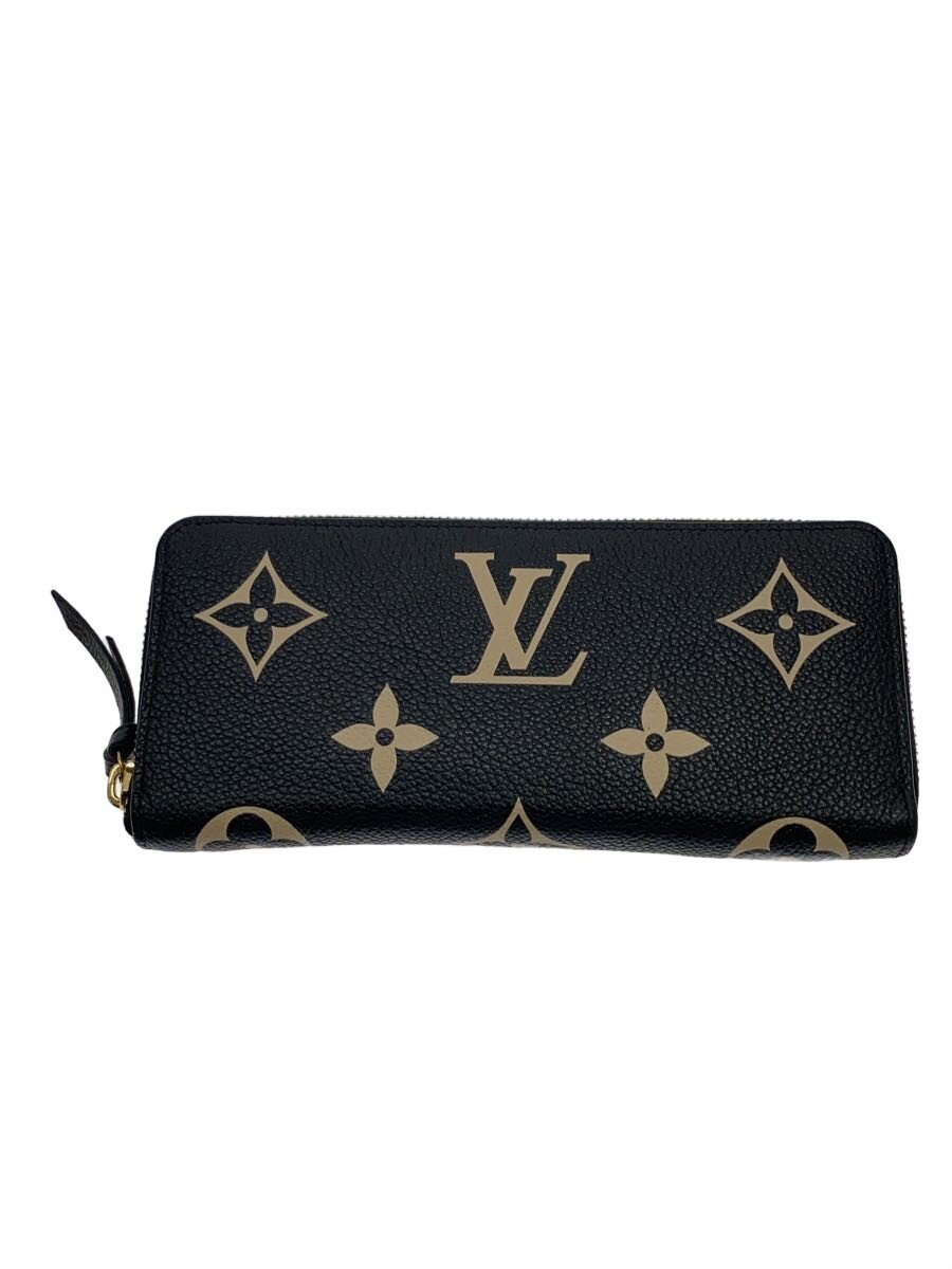 【中古】LOUIS VUITTON◆ポルト・フォイユ・クレマンス_モノグラム・アン工業プラント_ノワール×怨み言/なめし革/BLK/レディース【服飾雑貨他】
