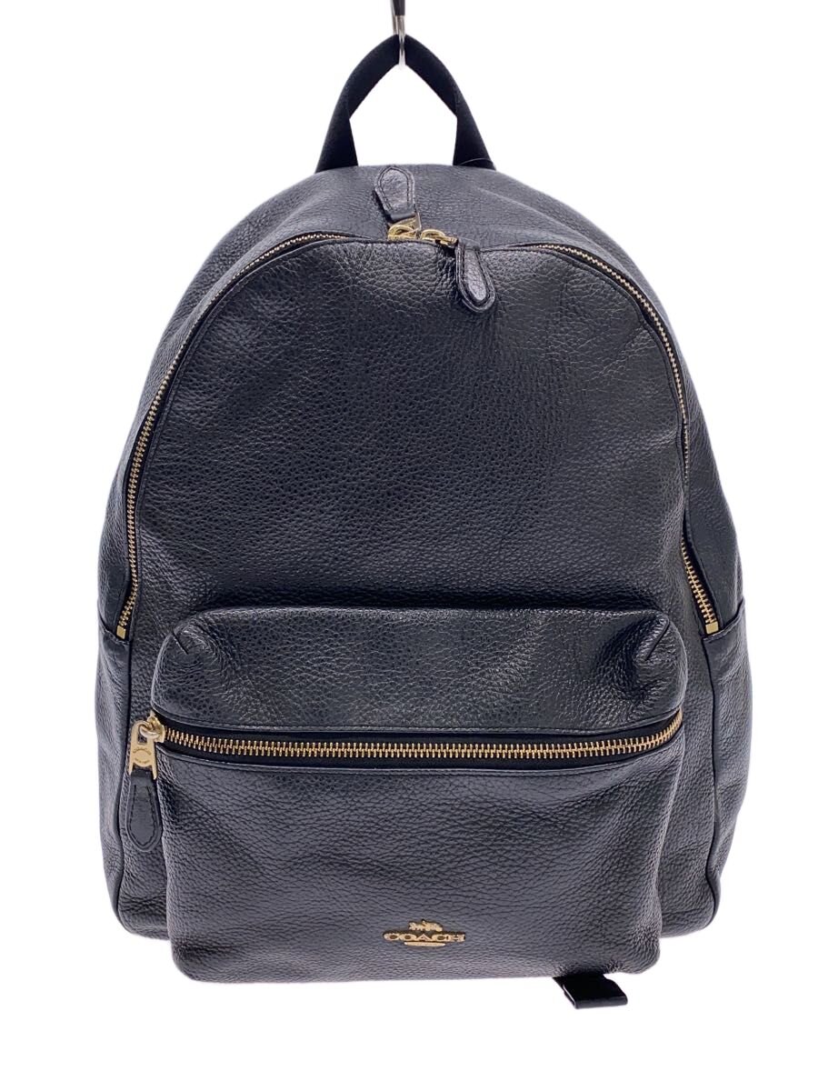 【中古】COACH◆背嚢/なめし革/BLK//【御徒面子】