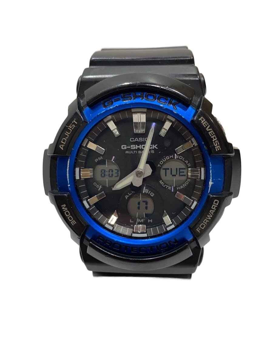 【中古】CASIO◆ソーラーウオッチ・G-SHOCK/デジアナ/天然ゴム/BLK【服飾雑貨他】