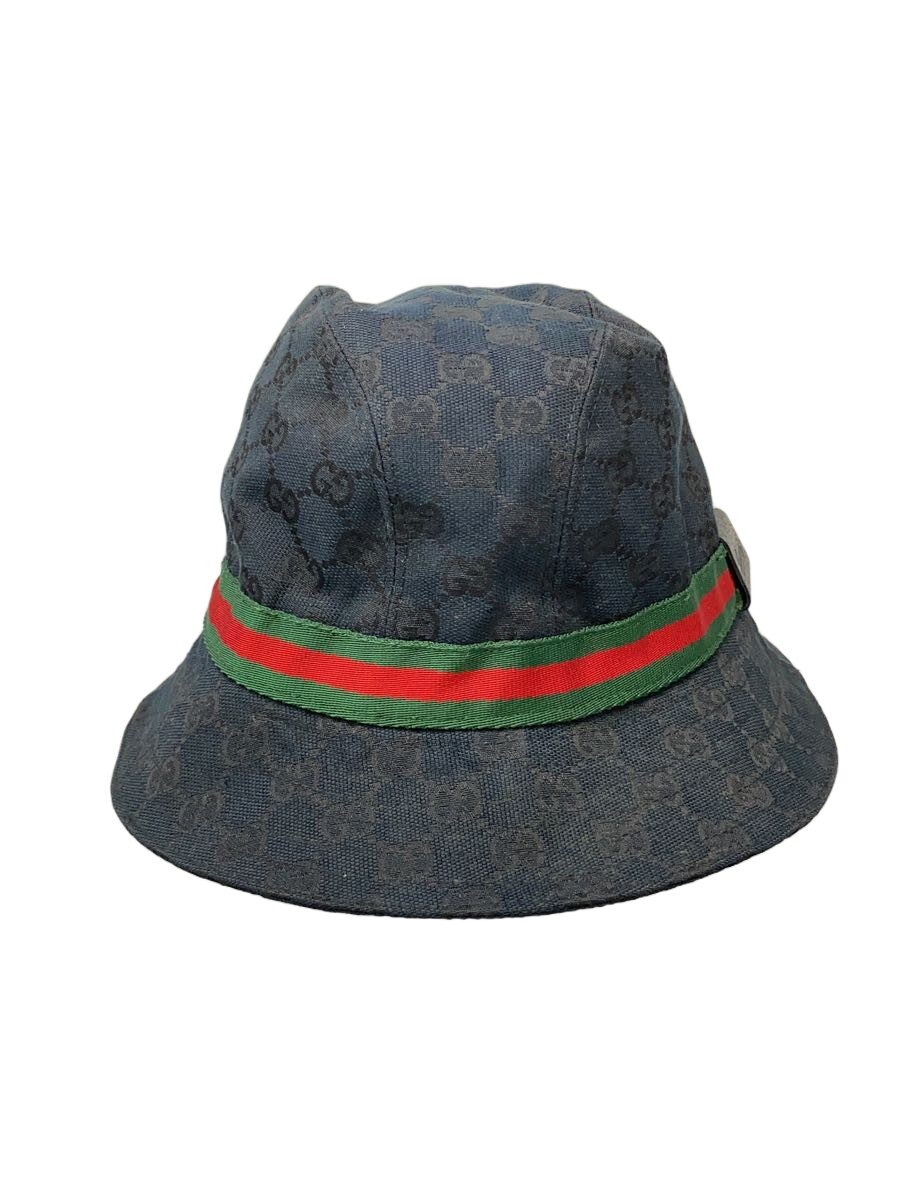 【中古】GUCCI◆かぶり笠/GG帆布/030367/ポリエステル/BLK/総柄/レディース【服飾雑貨他】