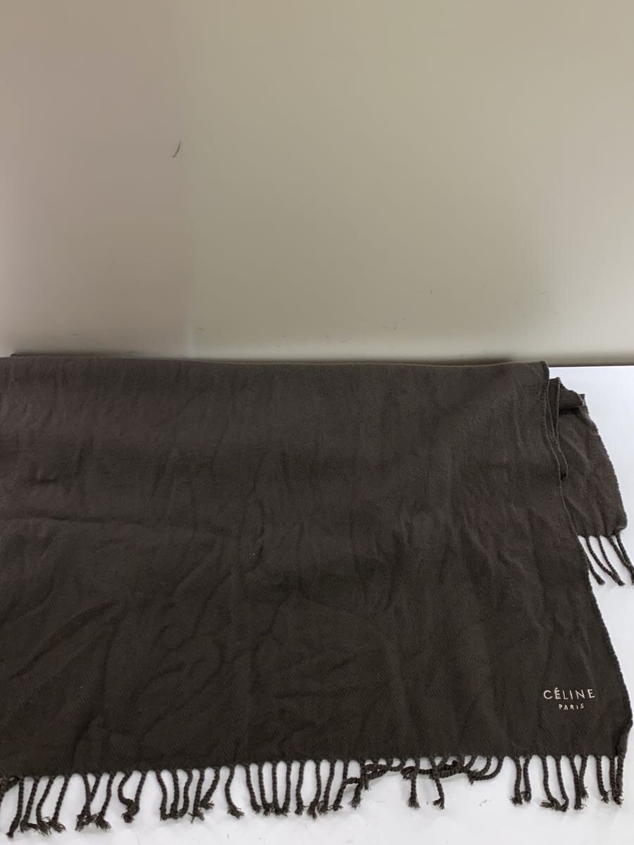 【中古】CELINE◆えり巻き/羊毛/KHK/無地/レディース/fgt5003000【服飾雑貨他】