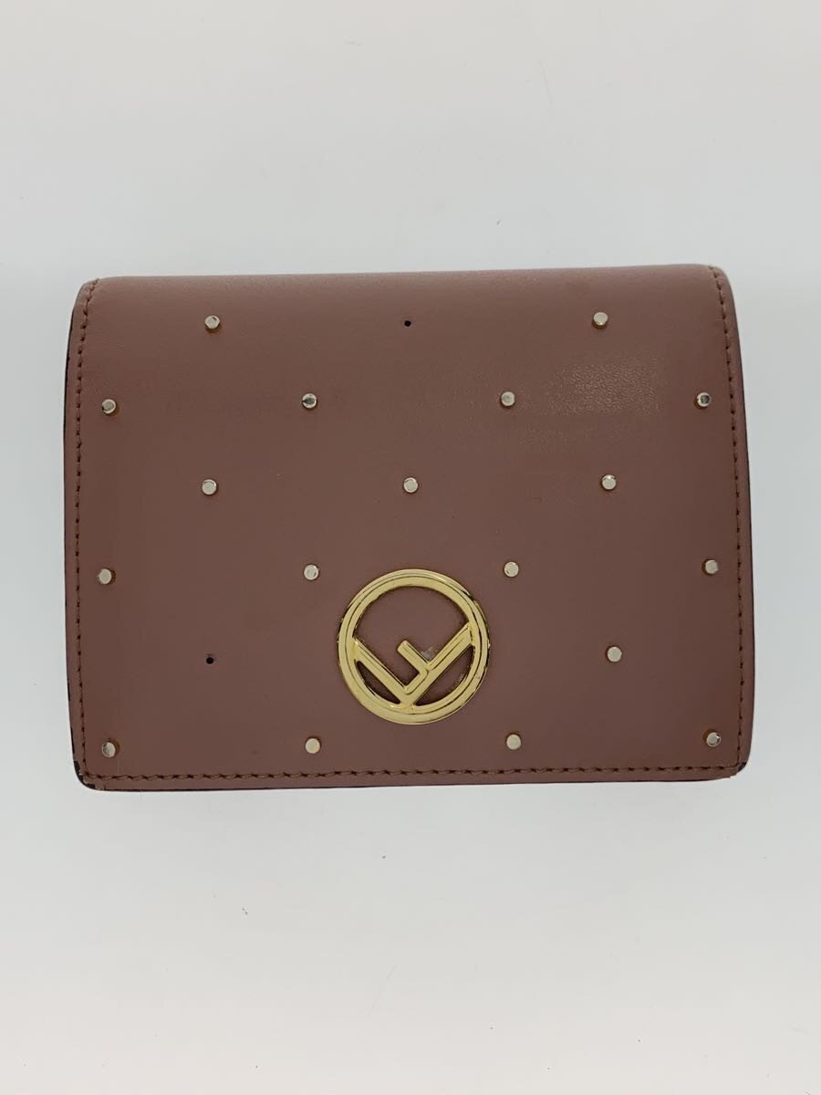 【中古】FENDI◆エフィスフェンディ/スタッズ/2つ折り紙入れ/なめし革/PNK/レディース//【服飾雑貨他】