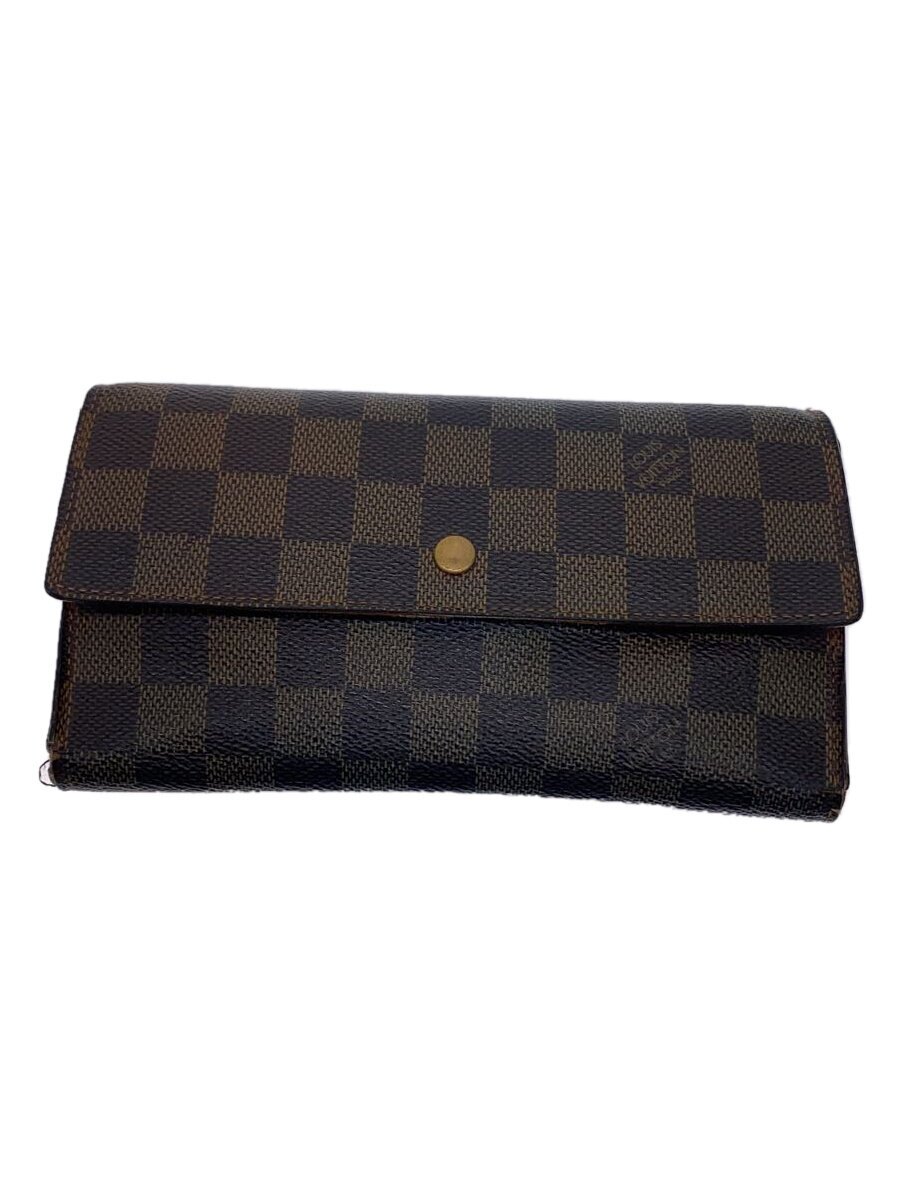 【中古】LOUIS VUITTON◆ポルト・トレゾール・インターナショナル_ダミエ・エベヌ/PVC/BRW/メンズ【服飾雑貨他】