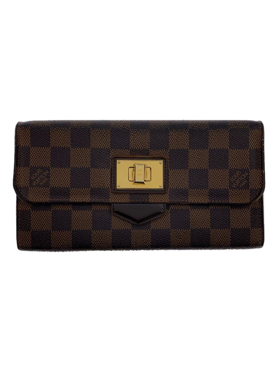 【中古】LOUIS VUITTON◆ポルト・フォイユ・ローズベリー_ダミエ・エベヌ/PVC/BRW/メンズ【服飾雑貨他】