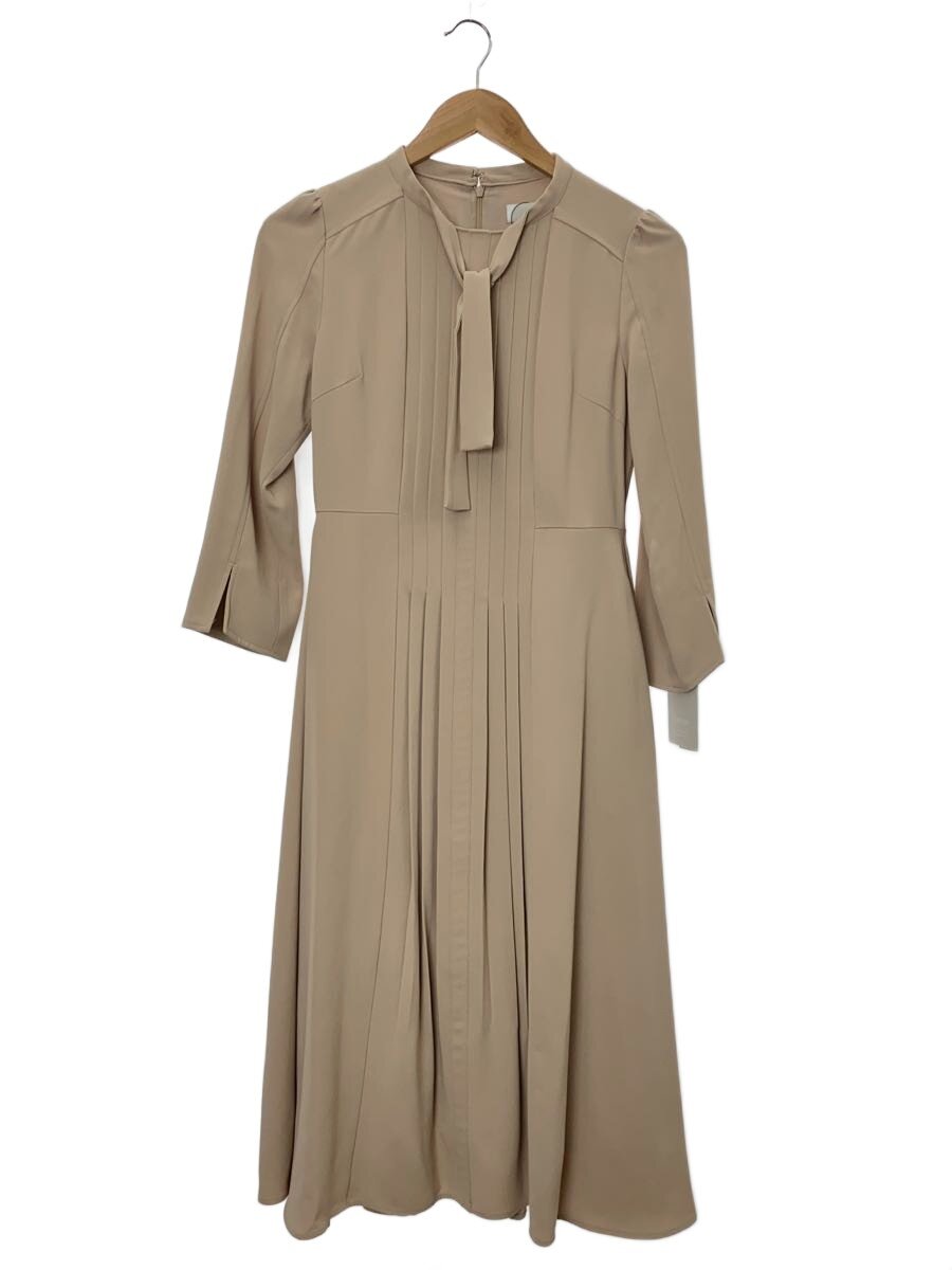 【中古】CELFORD◆ボウタイプリーツワンピース/36/ポリエステル/BEG/無地/CWF0194038//【レディース御召しもの】
