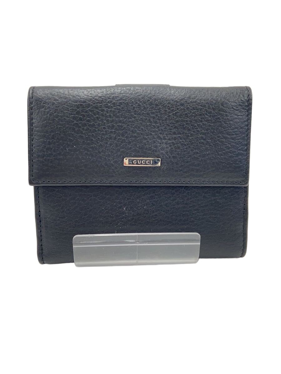 【中古】GUCCI◆2つ折り財布_GUCCIプレート/レザー/BLK/メンズ【服飾雑貨他】｜2ｎｄ STREET 店