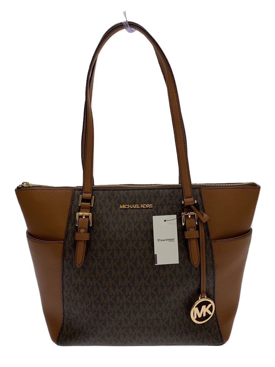 【中古】MICHAEL KORS◆シャーロットラージトップジップトート/トートバッグ/PVC/BRW/35T0GCFT3B【御徒面子】