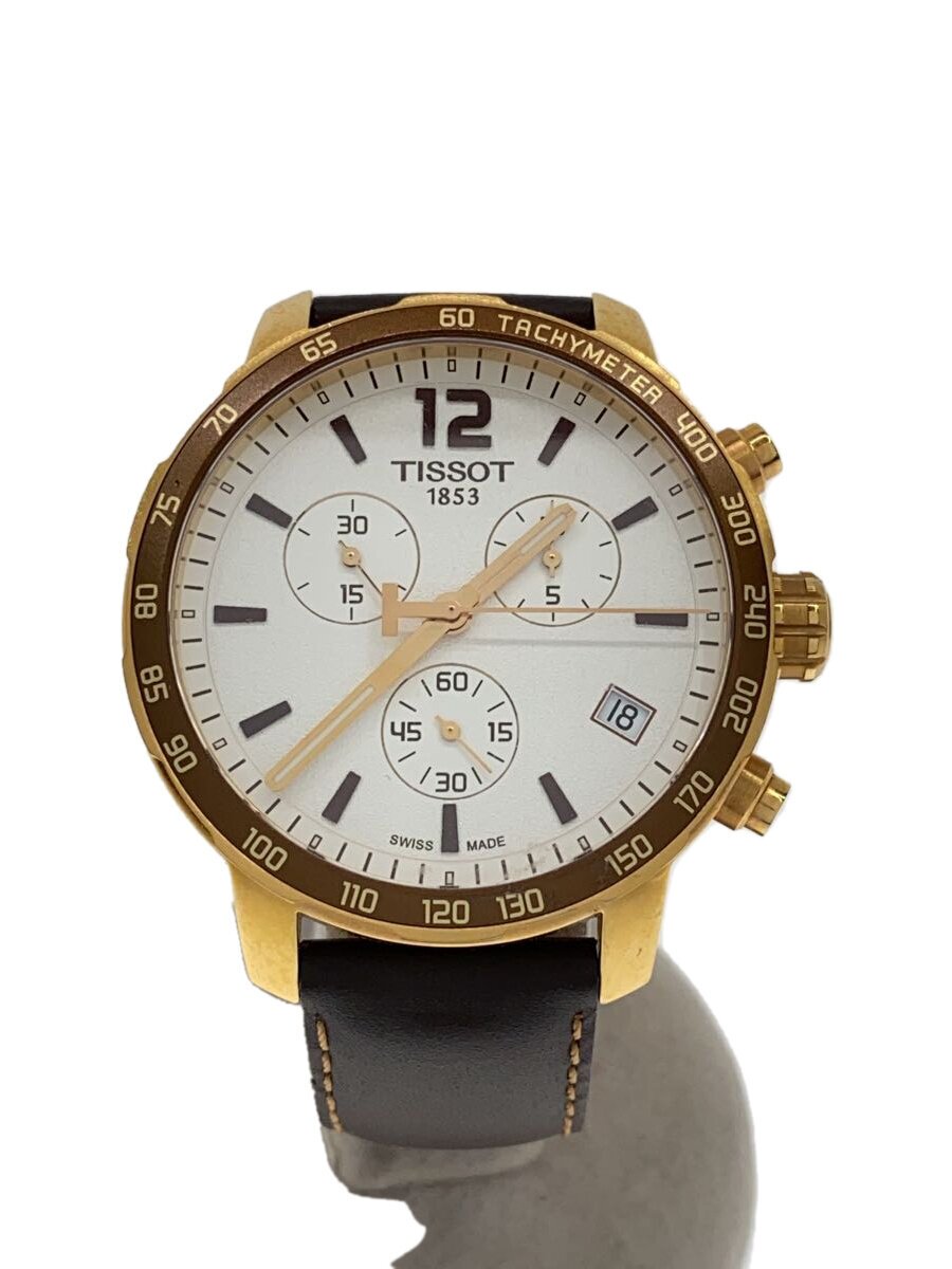 【中古】TISSOT◆石英ウオッチ/アナログ/なめし革/WHT/BRW【服飾雑貨他】