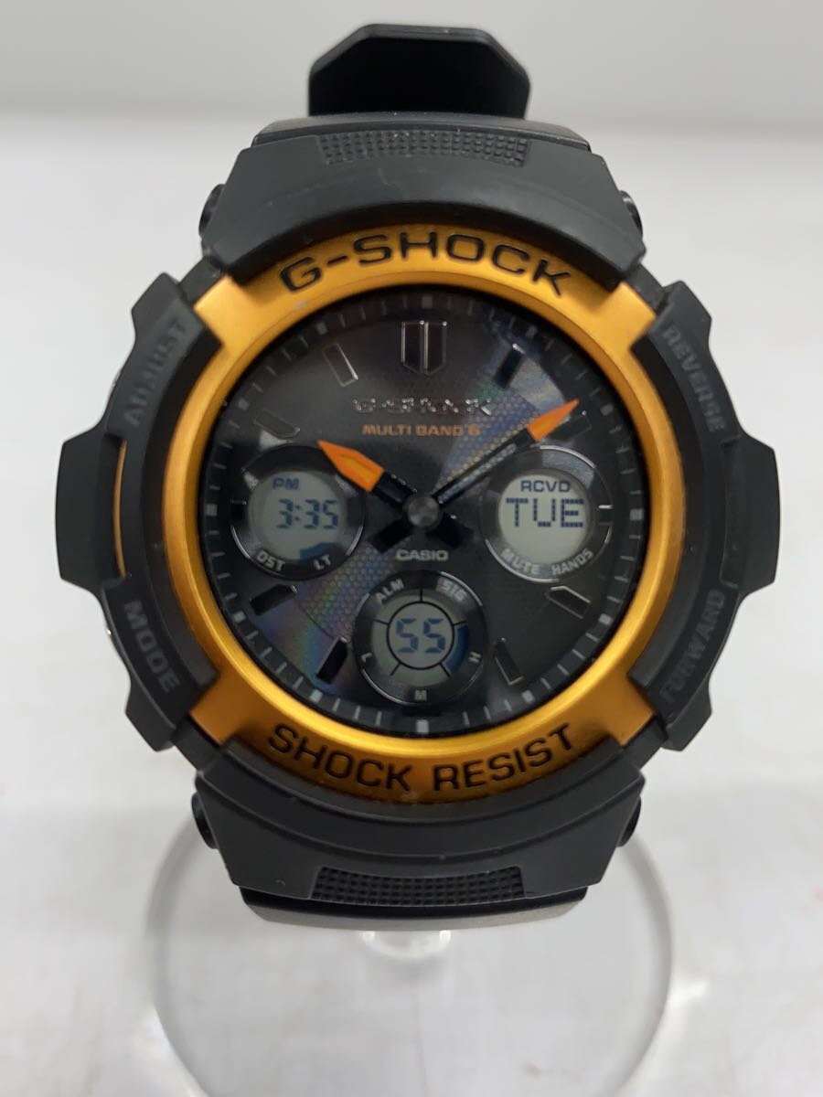 【中古】CASIO◆ソーラーウオッチ_G-SHOCK/デジアナ/天然ゴム/BLK/BLK/SS//【服飾雑貨他】