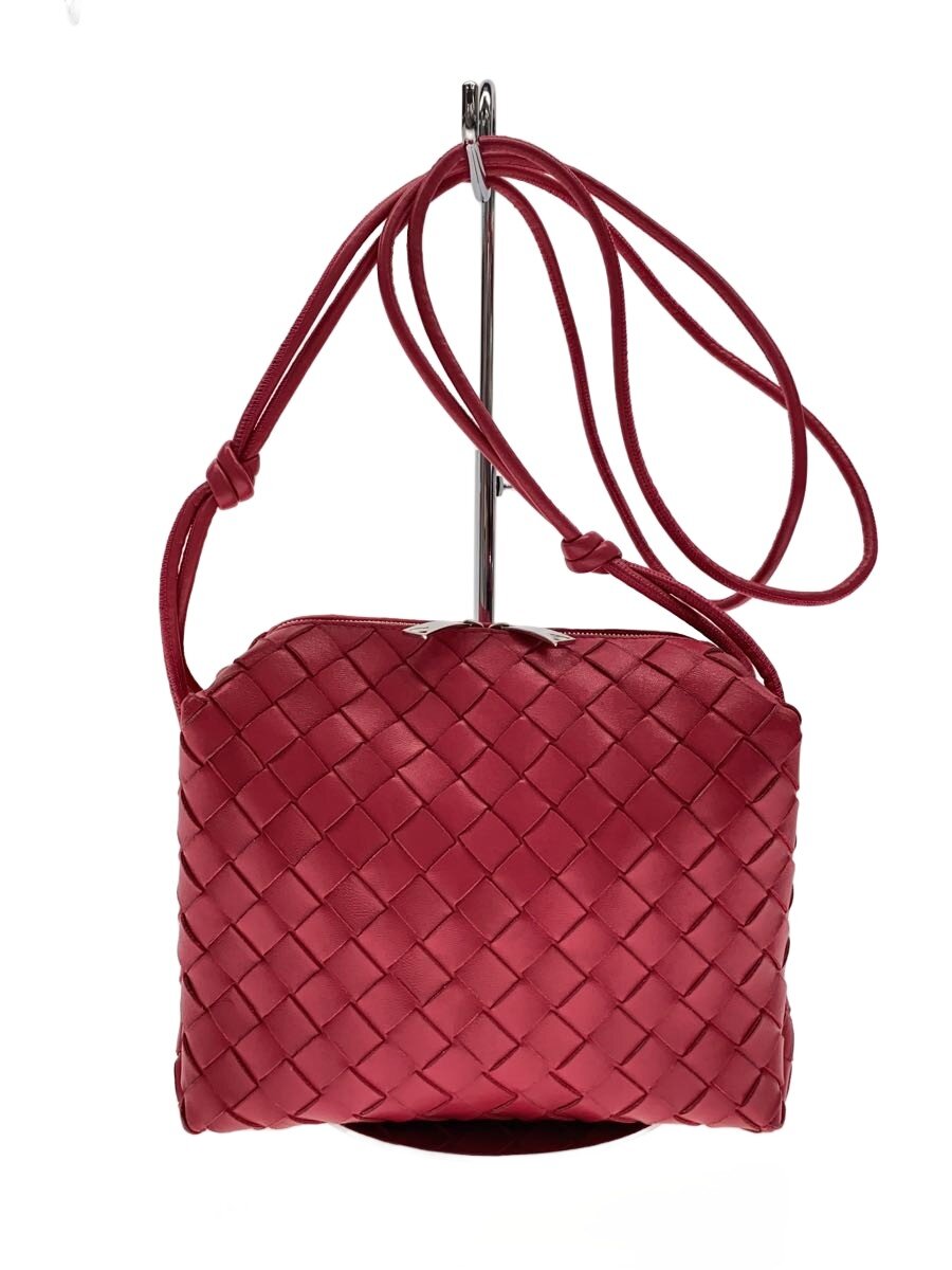 【中古】BOTTEGA VENETA◆スモール繰り返し/イントレチャート/ショルダーバッグ/なめし革/サクラ色【御徒面子】