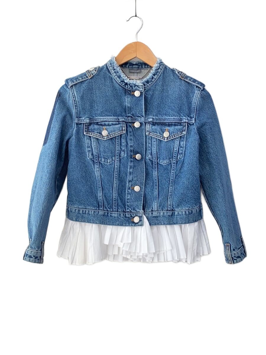 【中古】Alexander McQueen◆フラウンス付ノーカラーデニムジャケット/40/綿織物/IDG【レディース御召しもの】