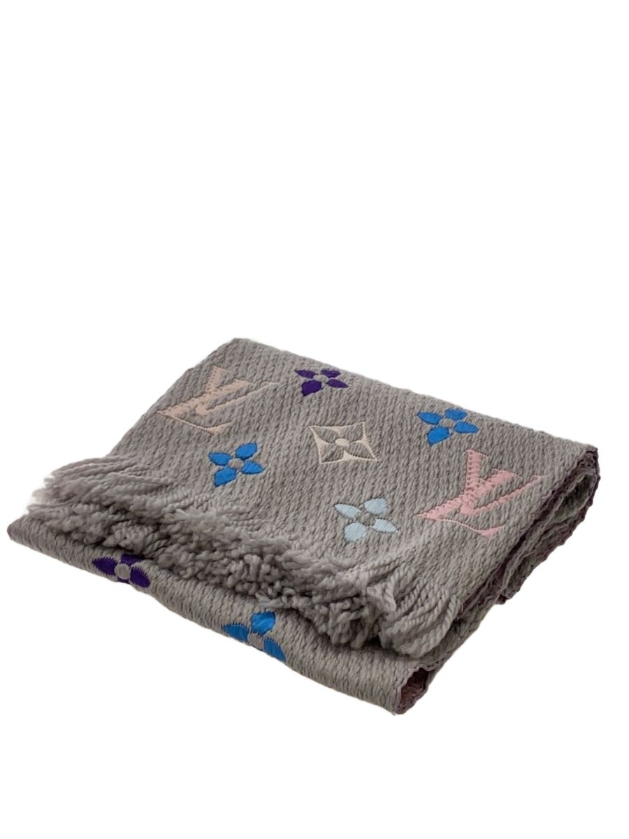 【中古】LOUIS VUITTON◆エシャルプ・ロゴマニアレインボー_モノグラム_GRY/羊毛/GRY/レディース【服飾雑貨他】