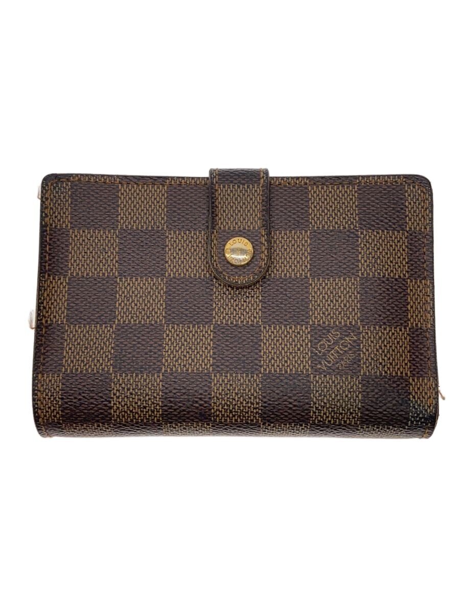 【中古】LOUIS VUITTON◆ポルト・フォイユ・ヴィエノワ_ダミエ・エベヌ/PVC/BRW/総柄/レディース【服飾雑貨他】