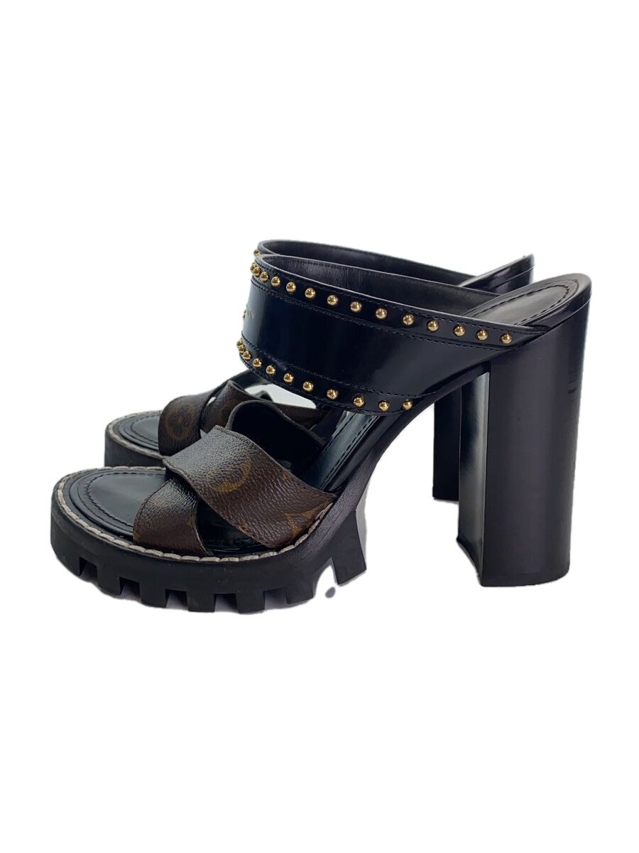 【中古】LOUIS VUITTON◆スタートレイルライン/38/BLK/フェイクレザー【シューズ】