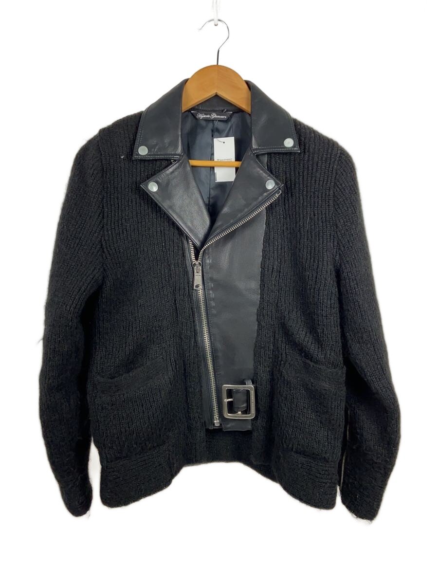【中古】HYSTERIC GLAMOUR◆ダブルライダースジャケット/FREE/山羊革/BLK/無地/0123LB02/ニットミックスライダー【メンズウェア】｜2ｎｄ STREET 店