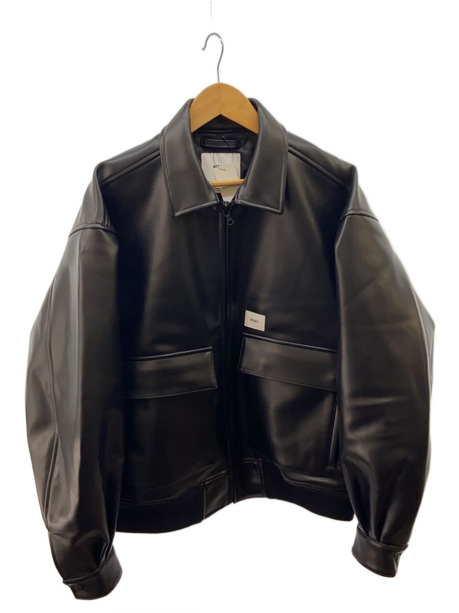 【中古】WTAPS◆22AW/SYNTHETIC JACKET/シンセティックレザージャケット/2/BLK/222BRDT-JKM07//【メンズウェア】