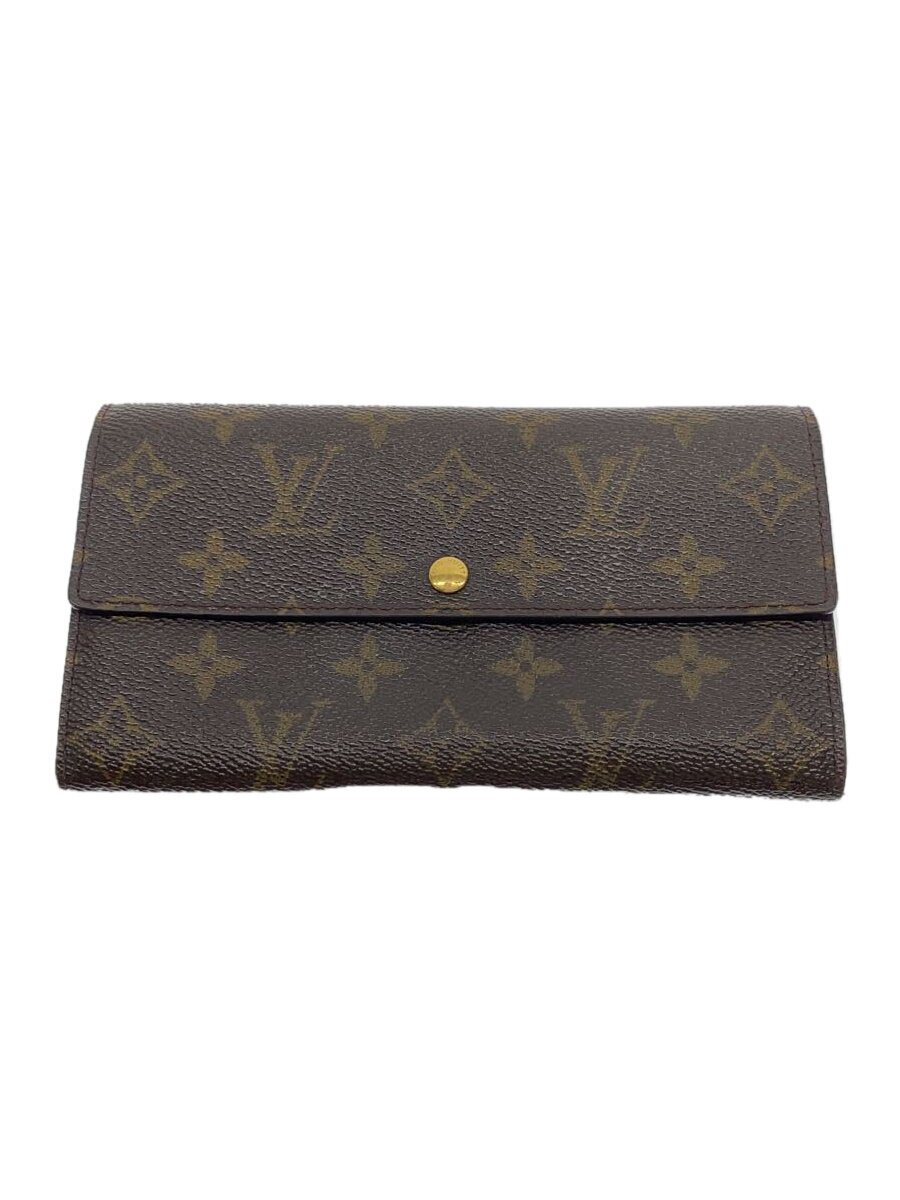 【中古】LOUIS VUITTON◆3)ポシェット・ポルト・モネ・クレディ_モノグラム・キャンバス_BRW/PVC/BRW/レディース【服飾雑貨他】