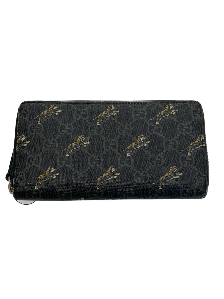 【中古】GUCCI◆長金入れ_GGスプリーム_虎刷り上げる/PVC/BLK/メンズ//【服飾雑貨他】