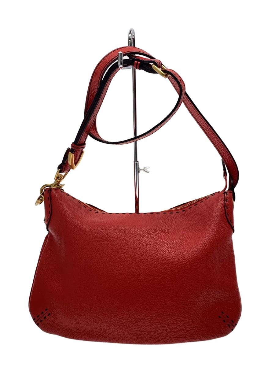 【中古】FENDI◆ショルダーバッグ/なめし革/RED/無地/49-30-30500//【御徒面子】