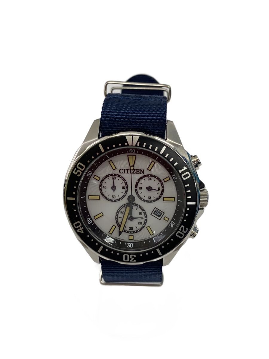 【中古】CITIZEN◆エコ運転/石英ウオッチ/アナログ/--/WHT/BLU/SS/h500-002c602【服飾雑貨他】