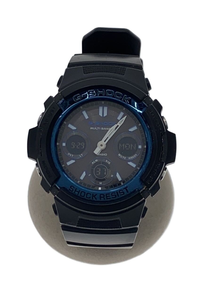 【中古】CASIO◆ソーラーウオッチ/デジタル/黒いこと/AWG-M100A/属する品有【服飾雑貨他】