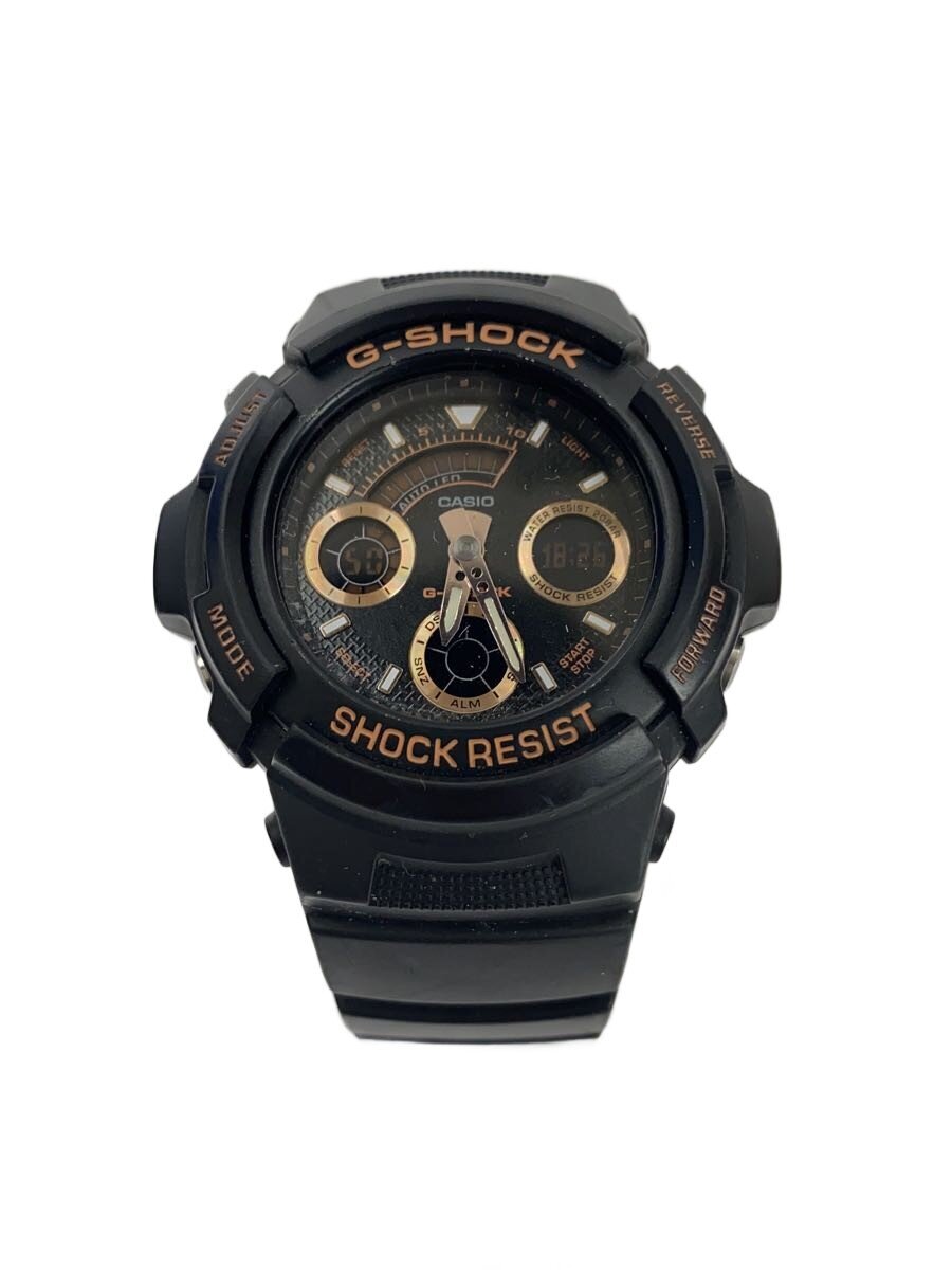 【中古】CASIO◆石英ウオッチ・G-SHOCK/デジアナ/天然ゴム/BLK/BLK【服飾雑貨他】
