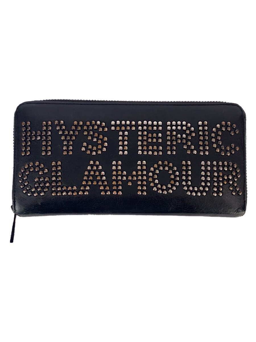 【中古】HYSTERIC GLAMOUR◆LOGO STUDS ロングウォレット/ロゴスタッズロングウォレット/長紙入れ/なめし革/BLK/メンズ//【服飾雑貨他】