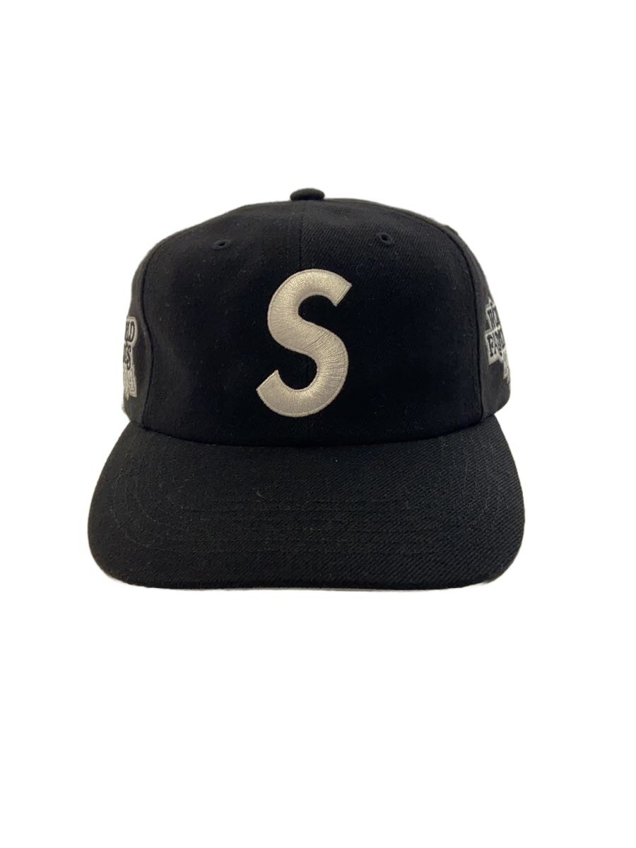 【中古】Supreme◆25SS/WORLD FAMOUS S LOGO 6-PANEL//FREE/アクリル繊維/BLK/メンズ/H23SS25//【服飾雑貨他】