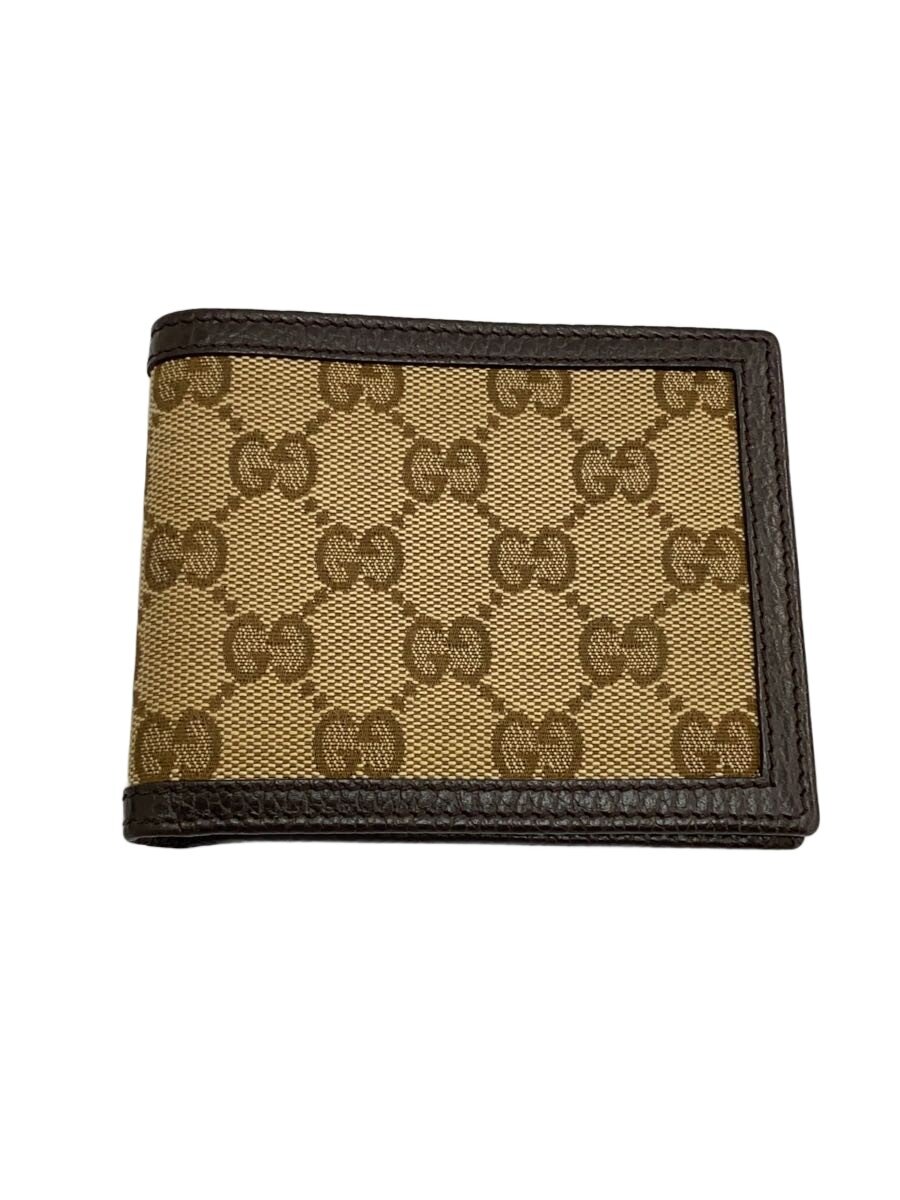 【中古】GUCCI◆2つ折り紙入れ/帆布/BRW/総柄/メンズ/260987【服飾雑貨他】