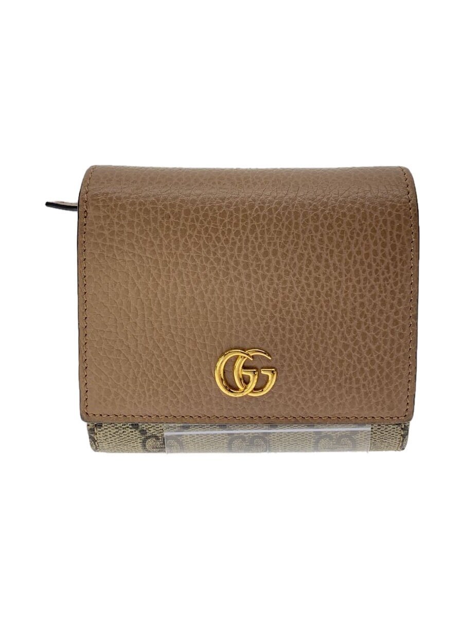 【中古】GUCCI◆ミディアム・ウォレット_GGマーモント_GGスプリーム/レザー/BEG/レディース【服飾雑貨他】|2nd STREET 店