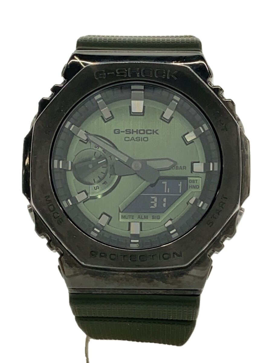 【中古】CASIO◆石英ウオッチ/アナログ/天然ゴム/緑であること/緑であること/GM-2100BB【服飾雑貨他】