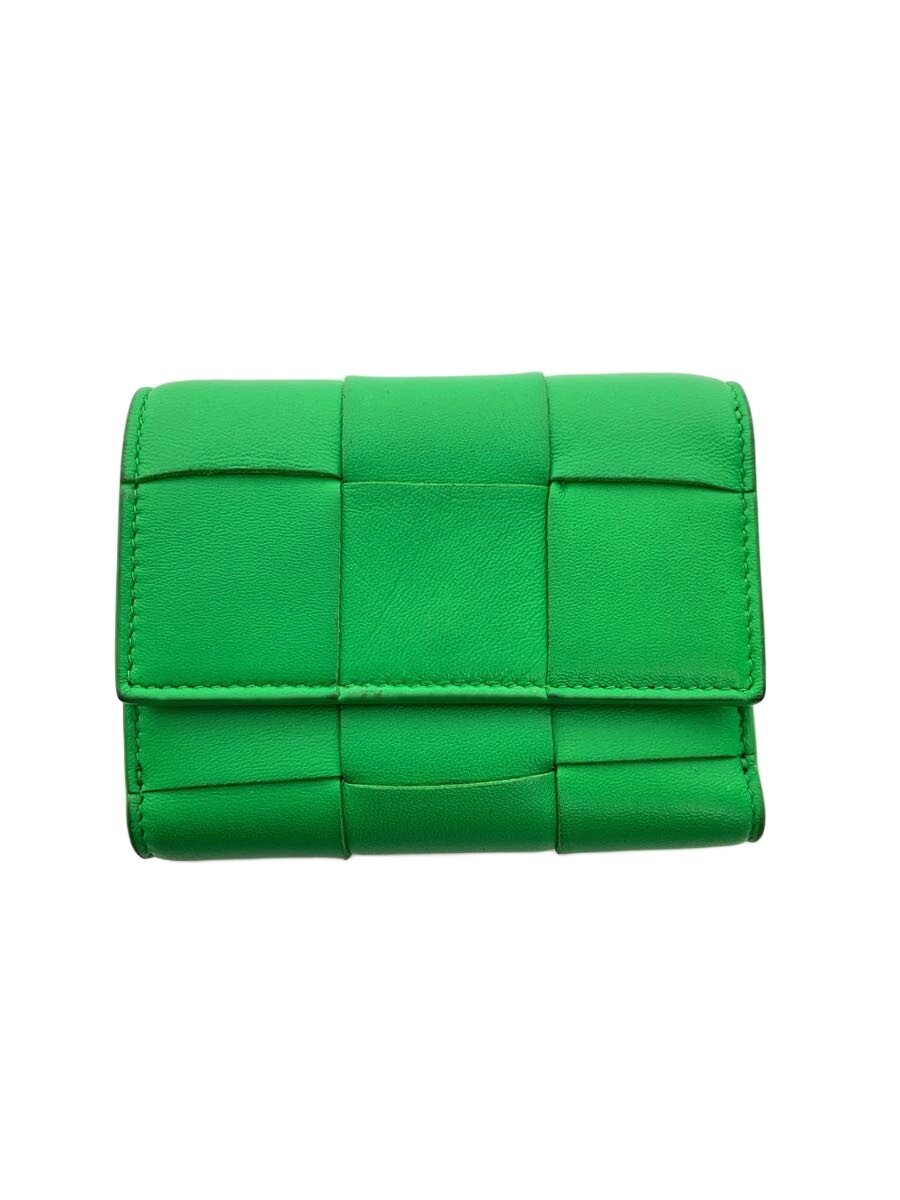 【中古】BOTTEGA VENETA◆3つ折り札入れ/なめし革/GRN/メンズ【服飾雑貨他】