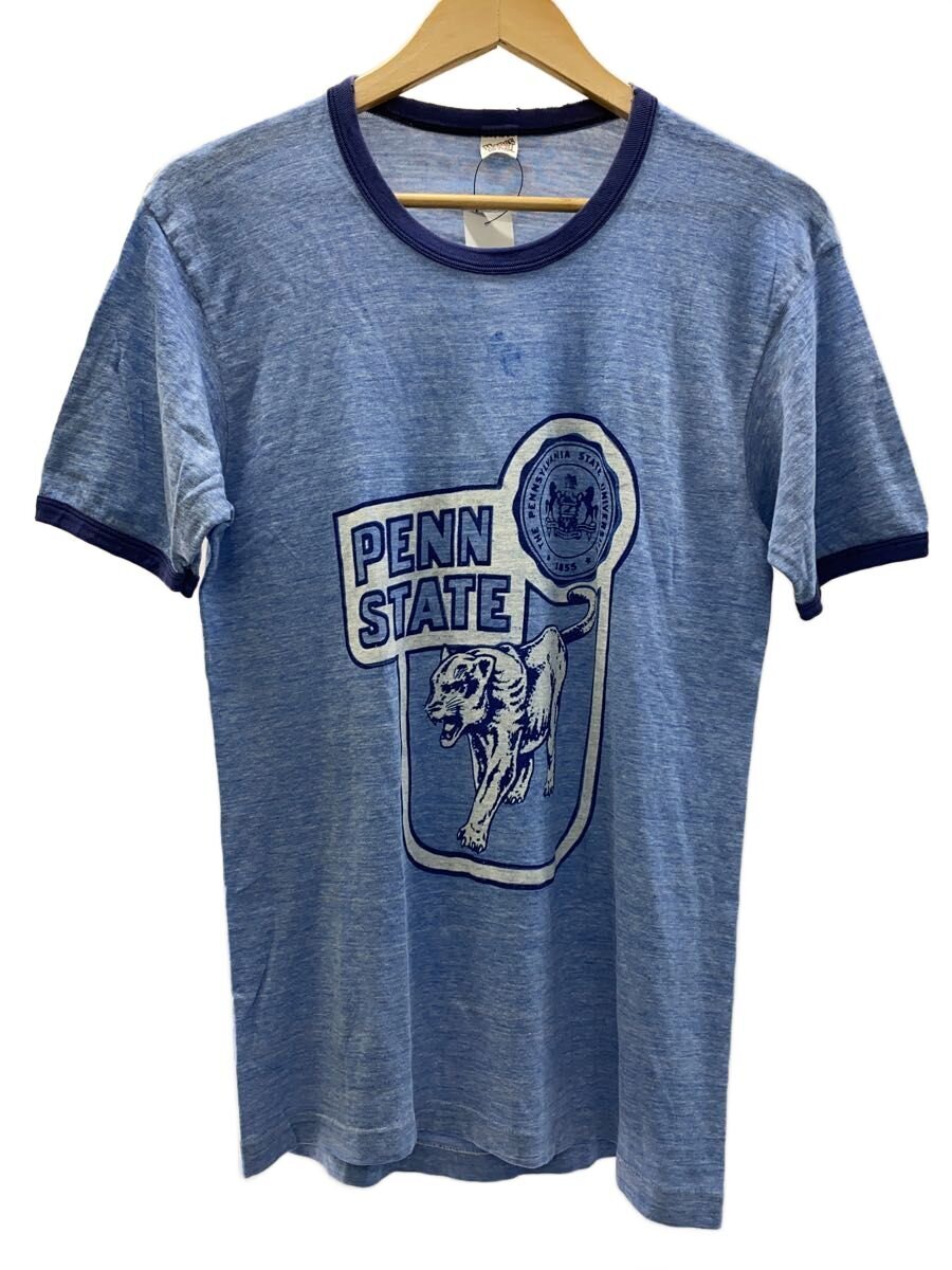 【中古】Hanes◆70s/USA製/リンガーT/三角引き舟/PENN STATE/プルオーバー/M/綿織物/BLU/刷り上げる【メンズウェア】
