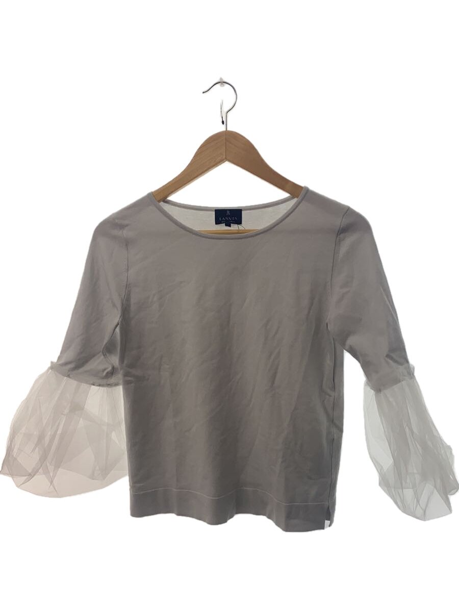 【中古】LANVIN COLLECTION◆７分袖カットソー/38/人絹/薄墨色/無地/2865802【レディース御召しもの】