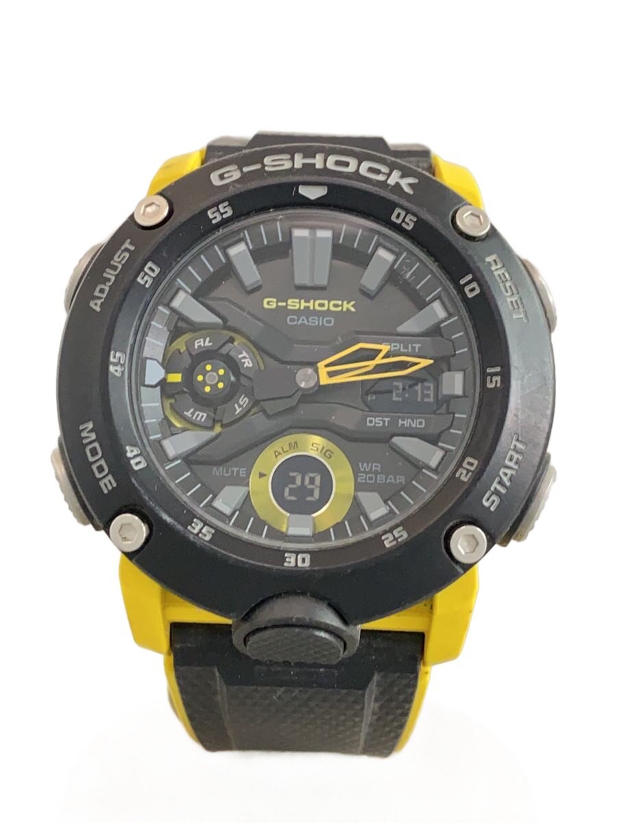 【中古】CASIO◆ウオッチ/アナログ/天然ゴム/BLK/YLW/炭素/GA-2000-1A9JF【服飾雑貨他】