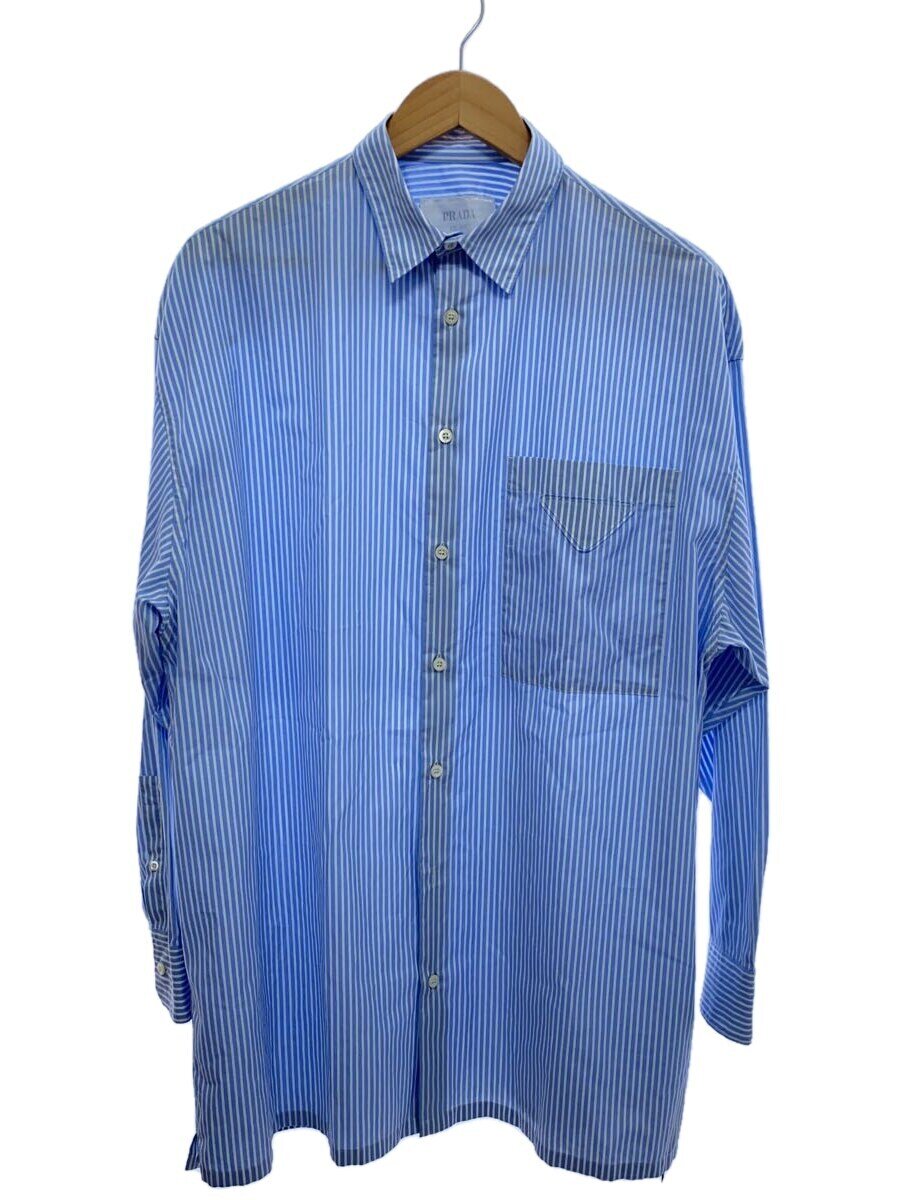【中古】PRADA◆22SS/長袖シャツ/M/コットン/BLU/ストライプ/UCN331 S231 12U9【メンズウェア】|2nd STREET 店