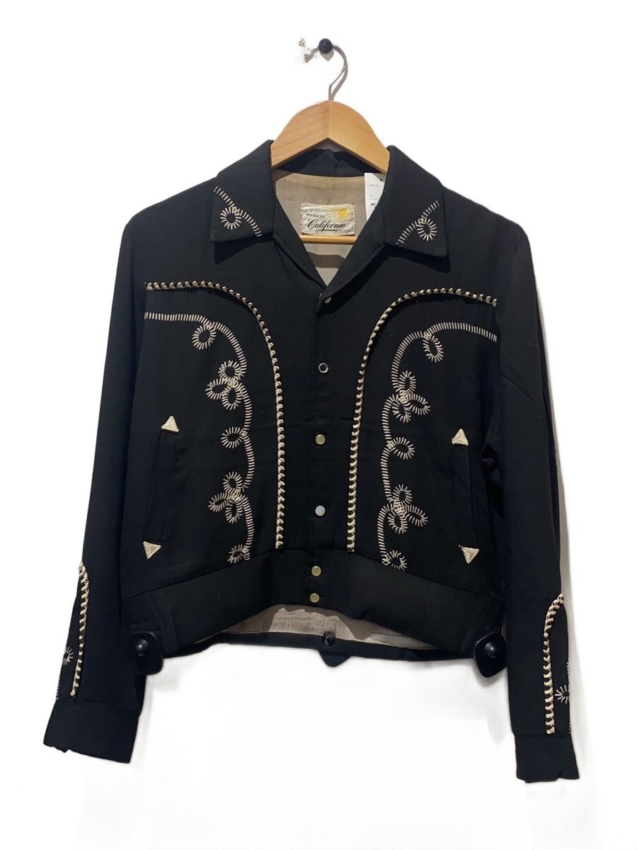 【中古】50s/レーヨンギャバ/ウエスタン上衣/S/人絹/BLK【メンズウェア】