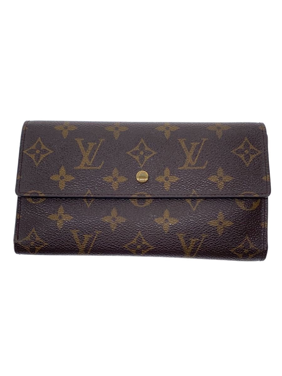 【中古】LOUIS VUITTON◆1)ポルト・トレゾール・インターナショナル_モノグラム・帆布/PVC/BRW/メンズ【服飾雑貨他】