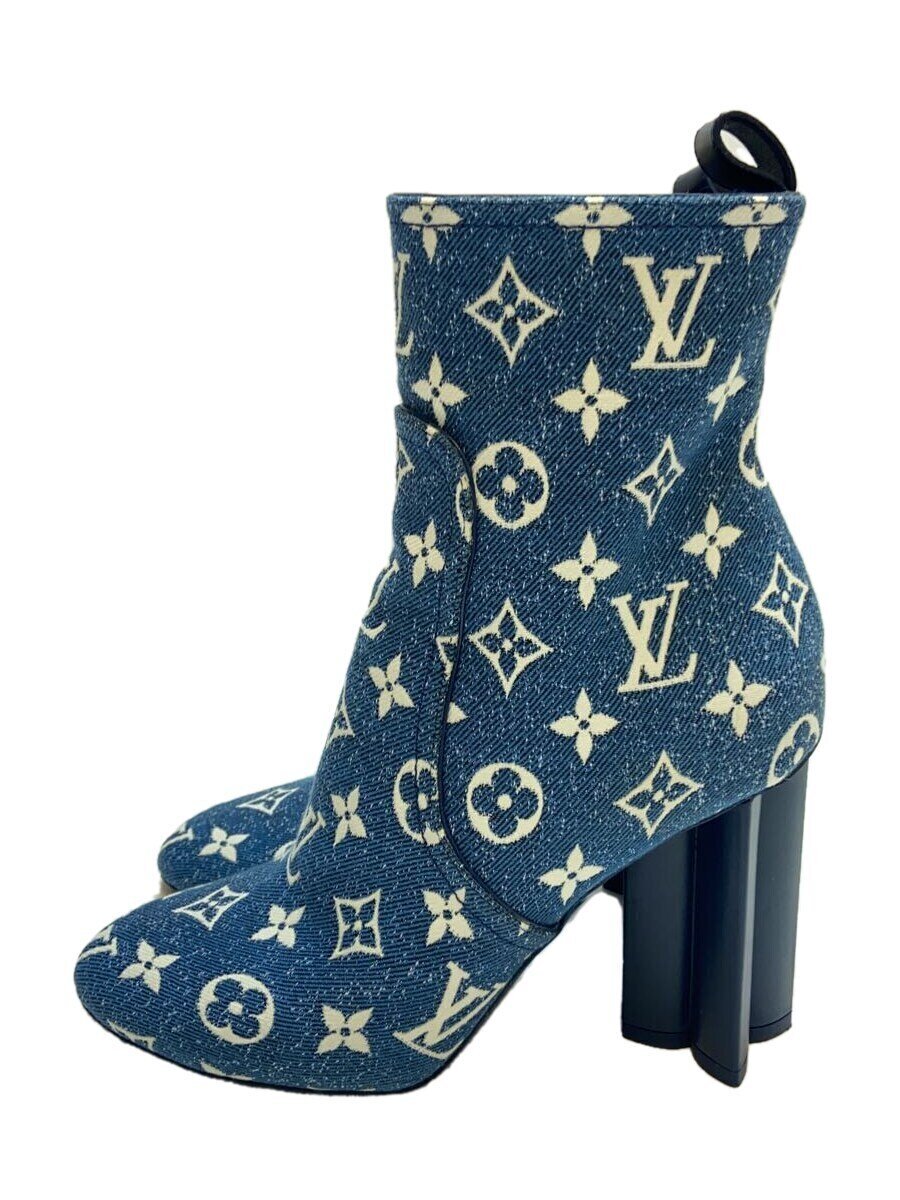 【中古】LOUIS VUITTON◆デニムシルエットラインアンクルブーツ/サイドジップ/37/IDG/キャンバス//モノグラム/NL1201//【シューズ】|2nd STREET 店