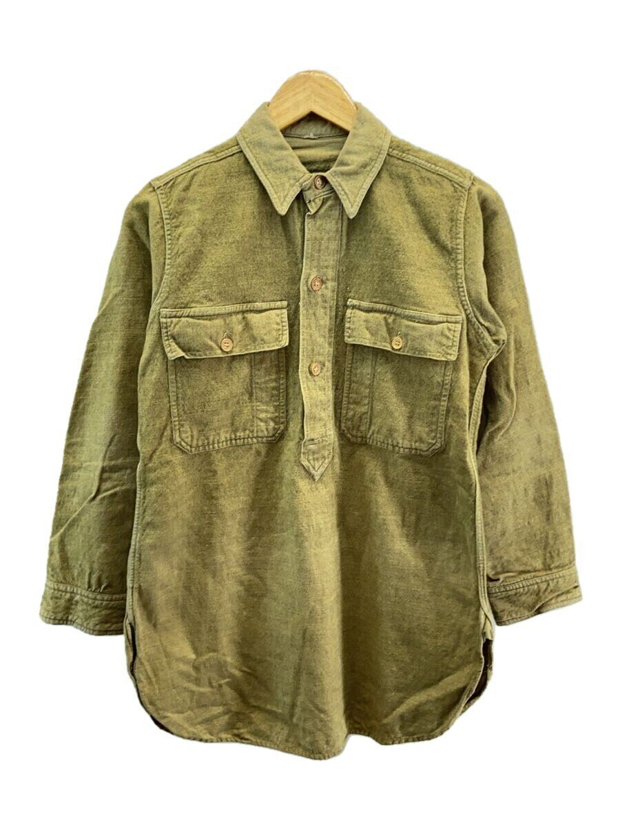 【中古】US.ARMY◆30s/40s/エルボーパッチ/長袖プルオーバー/--/羊毛/KHK/無地【メンズウェア】