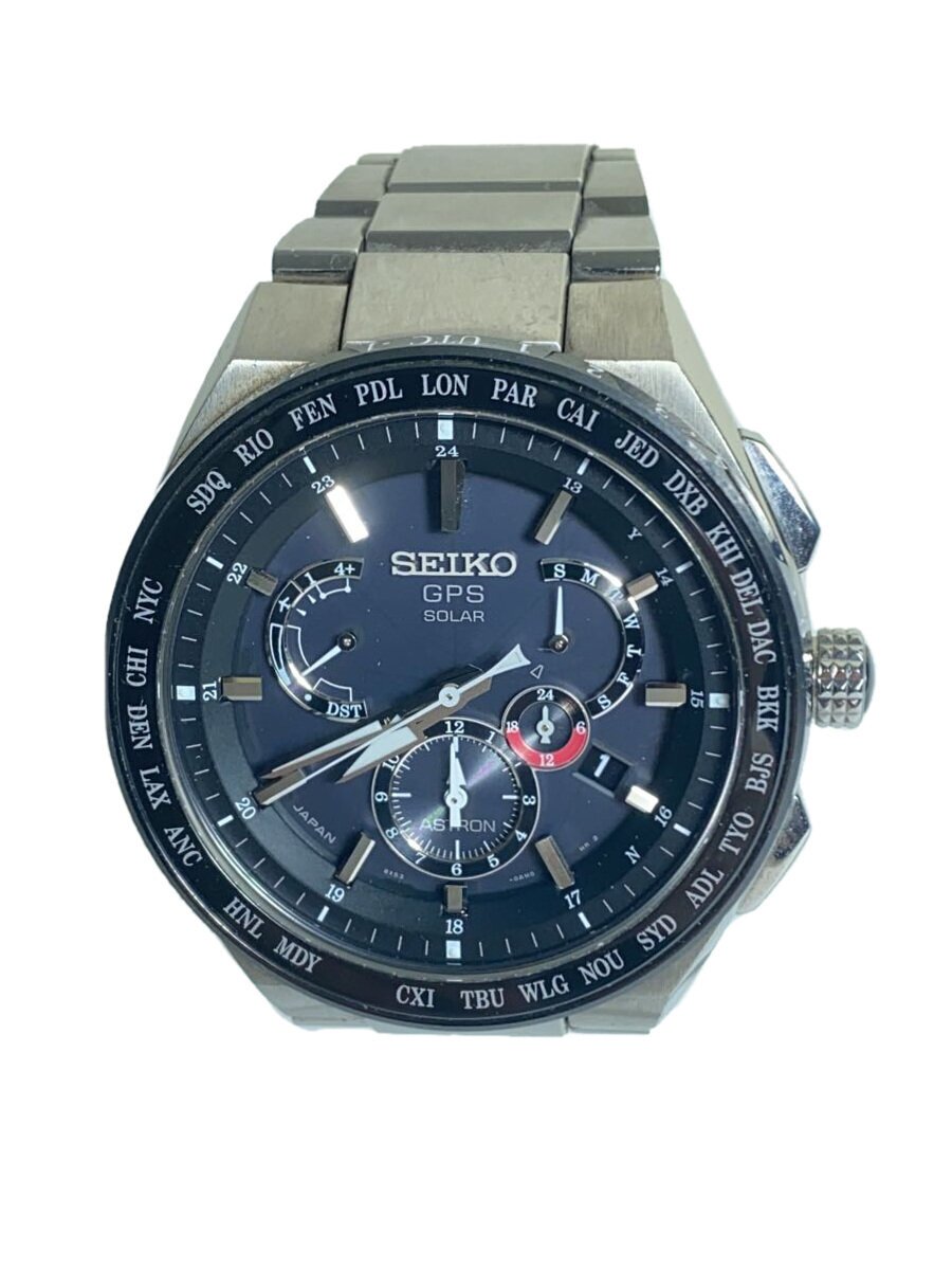 【中古】SEIKO◆ウオッチ/アナログ/ステンレス鋼/BLK/SLV/8X53-0AV0-2【服飾雑貨他】