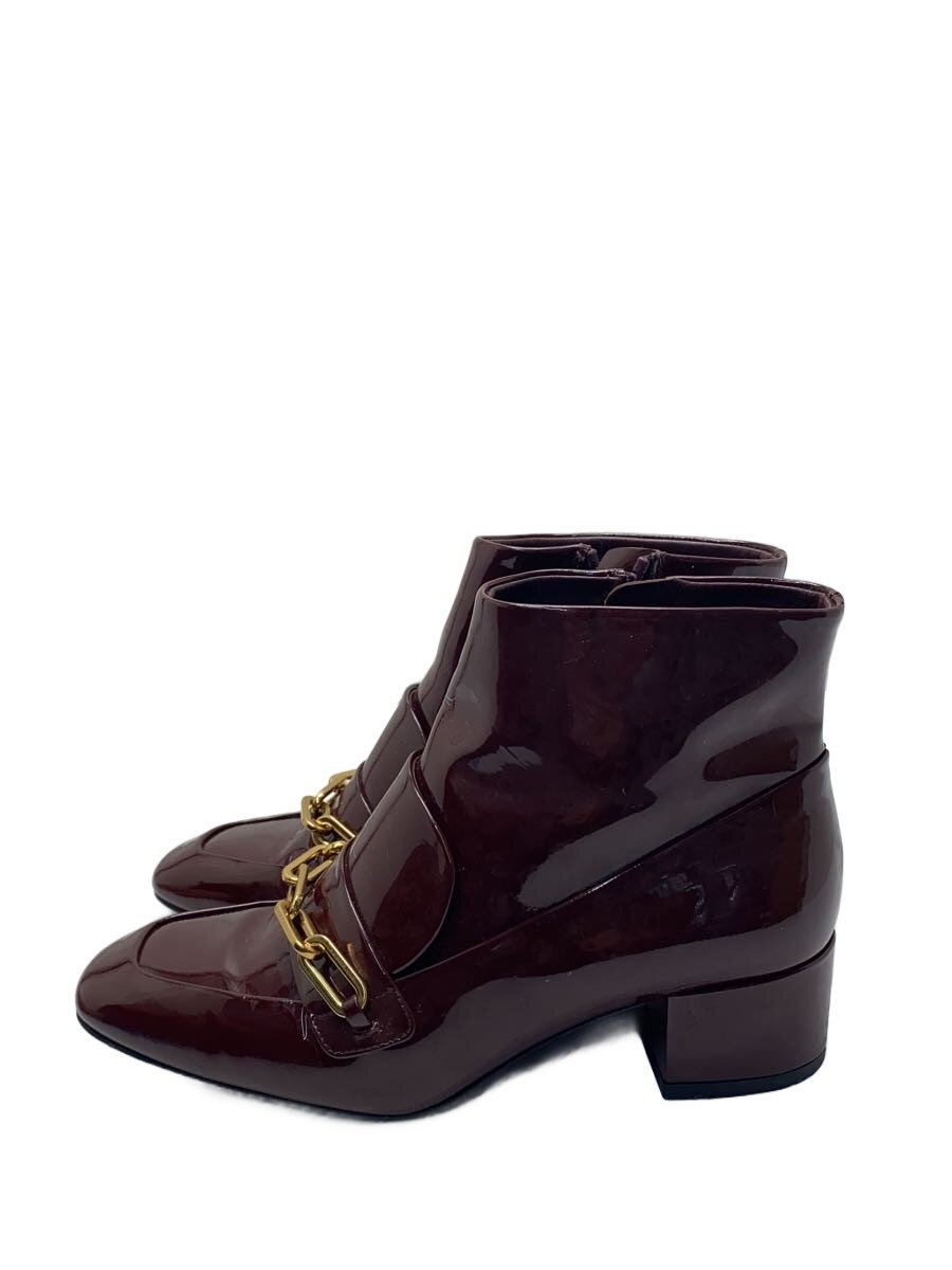 【中古】BURBERRY LONDON◆チェーンショートブーツ/36/BRD/エナメル【シューズ】