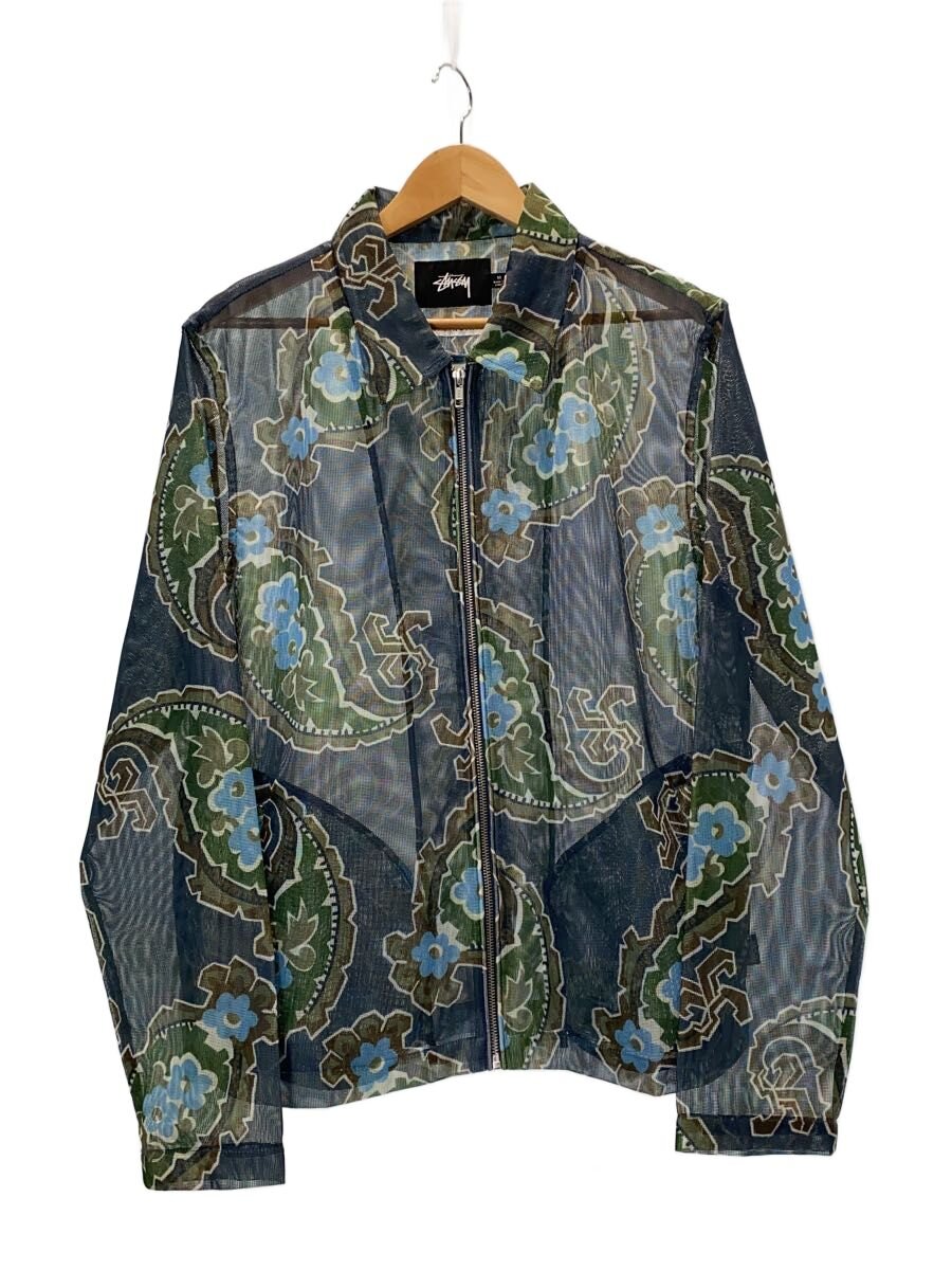 【中古】STUSSY◆Mesh Zip Jacket/上衣/M/ポリエステル/BLU/総柄/115516【メンズウェア】