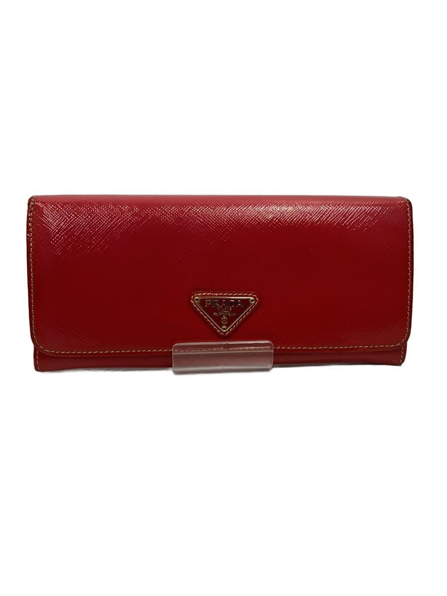 【中古】PRADA◆長金入れ/--/RED/無地/レディース【服飾雑貨他】
