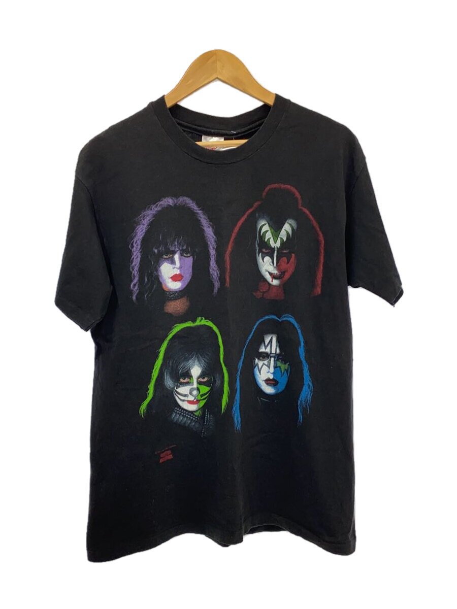 【中古】Hanes◆90s/VINTAGE/KISS/ヴァンT/プルオーバー/L/綿織物/BLK【メンズウェア】