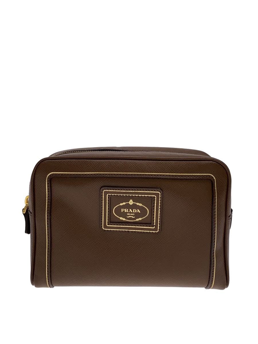 【中古】PRADA◆合切袋/BRW/MV348【御徒面子】