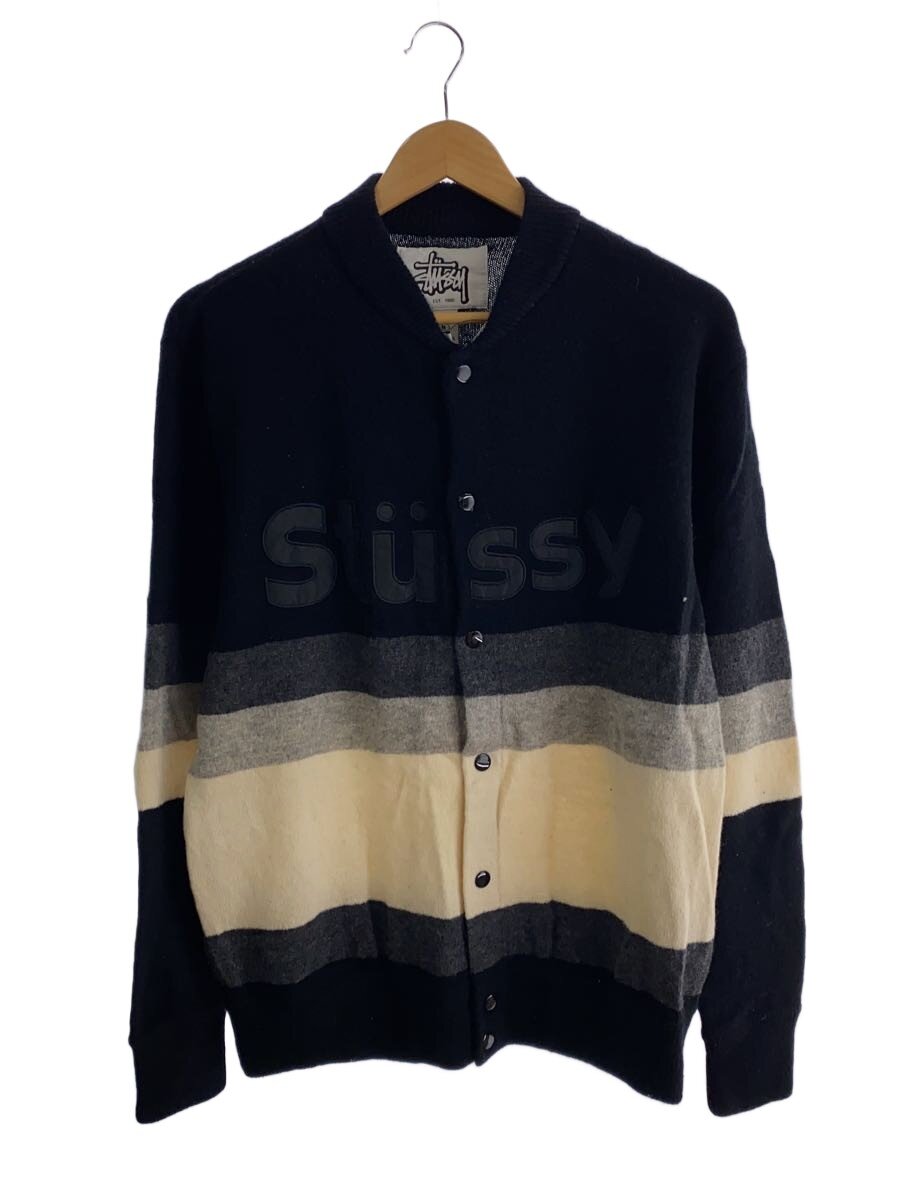 【中古】STUSSY◆編み物・プルオーバー(薄っぺら)/M/羊毛/BLK/間借り人【メンズウェア】