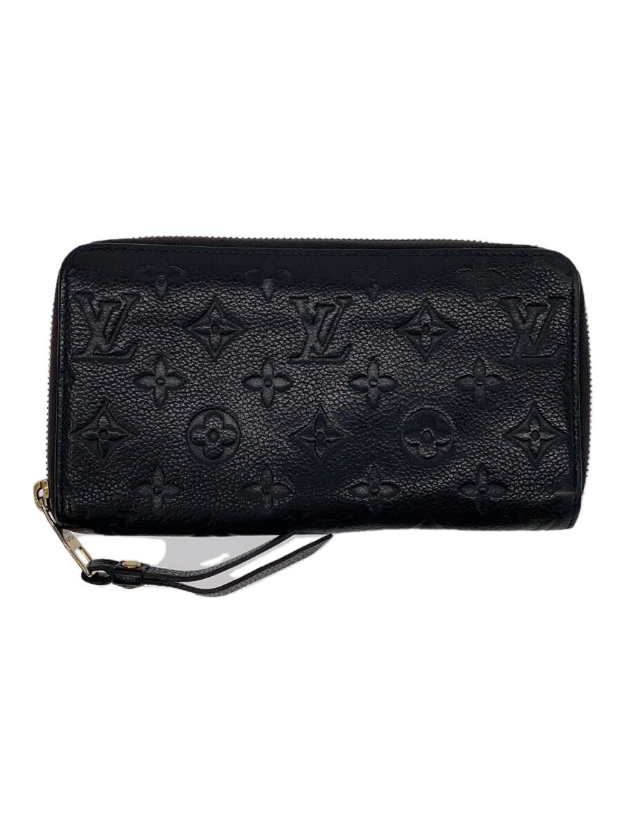 【中古】LOUIS VUITTON◆ポルト・フォイユ・スクレット・ロン_モノグラム・アンプラント_BLK/レザー/BLK/メンズ【服飾雑貨他】