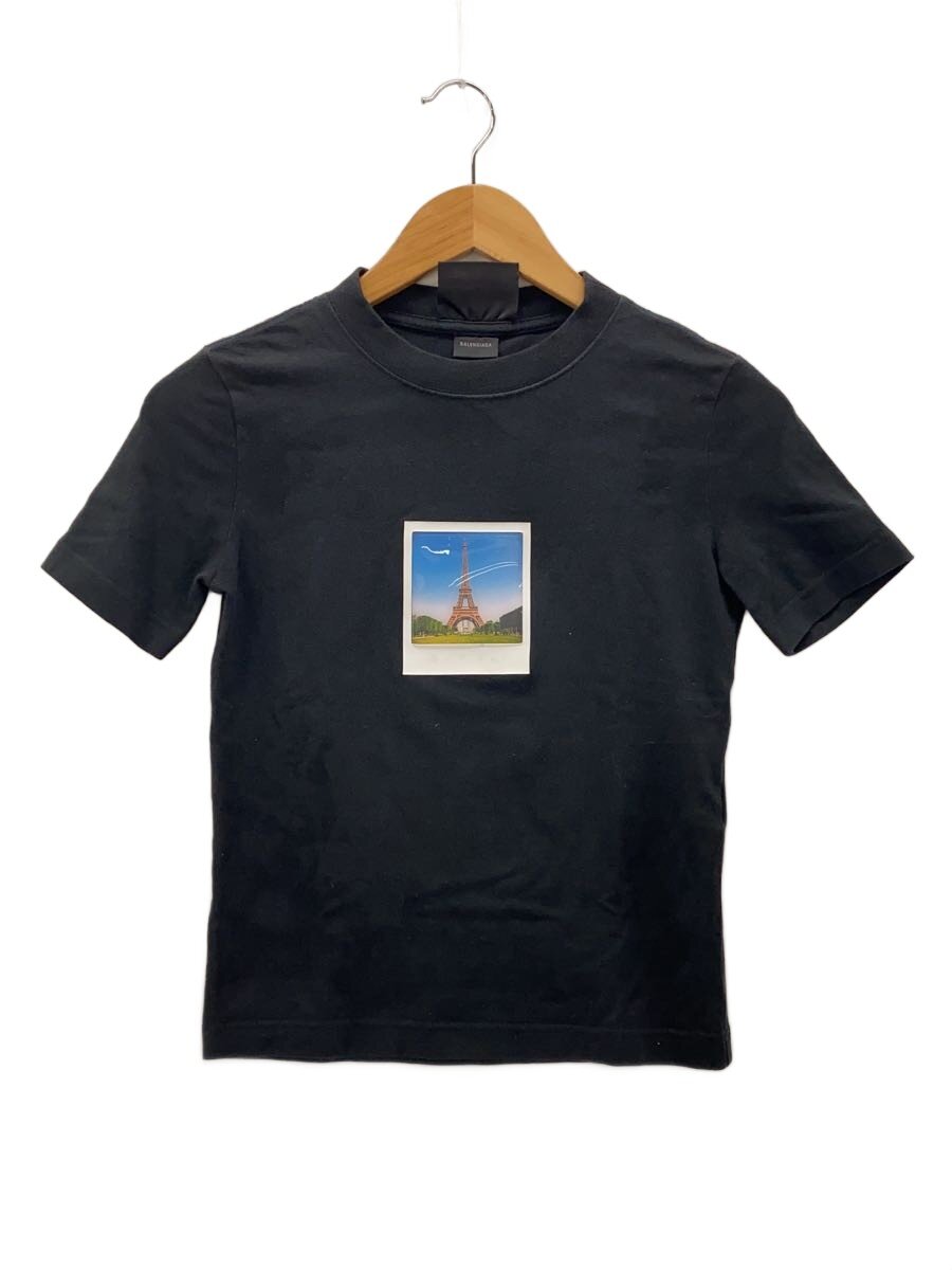 【中古】BALENCIAGA◆23SS/Polaroid Shirt/ティーシャツ/S/綿織物/BLK【レディース御召しもの】