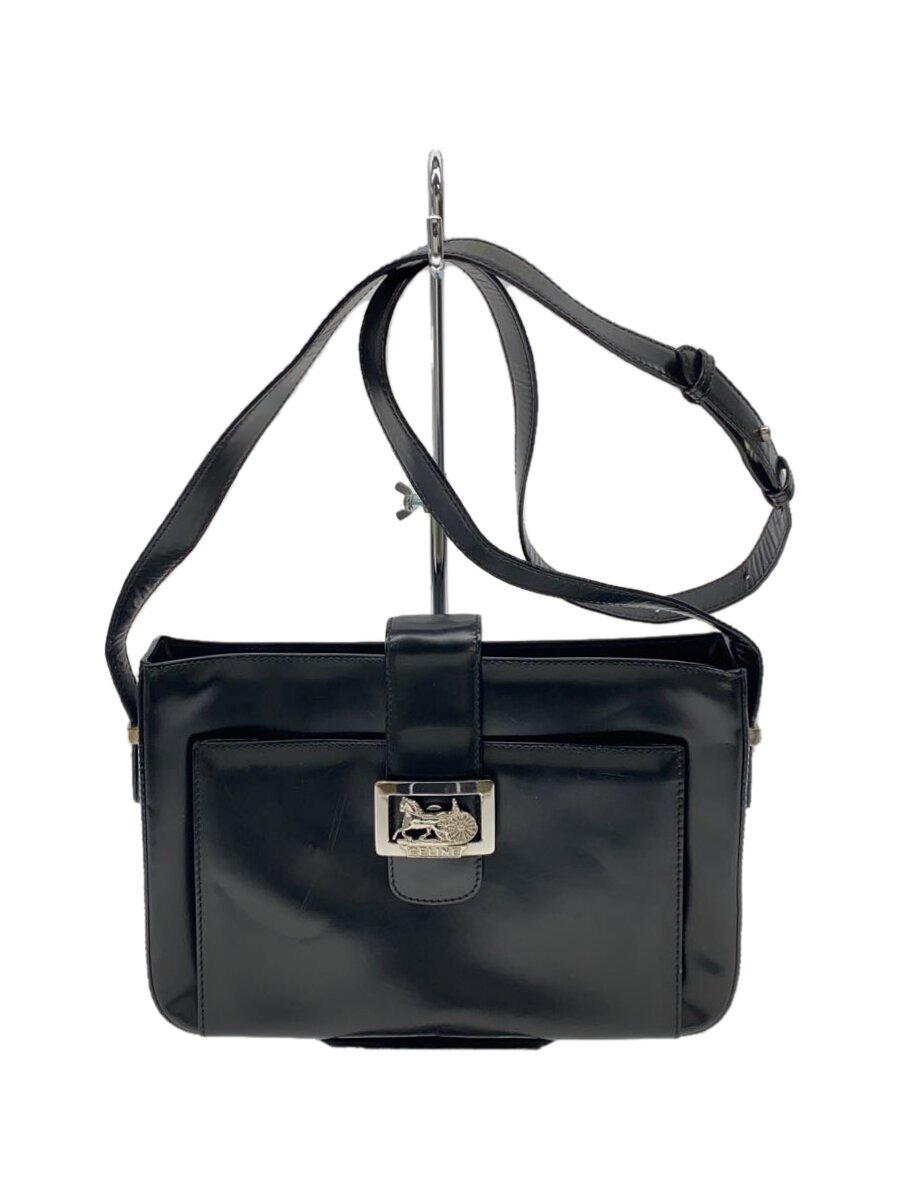 【中古】CELINE◆ショルダーバッグ/PVC/BLK/無地//【御徒面子】